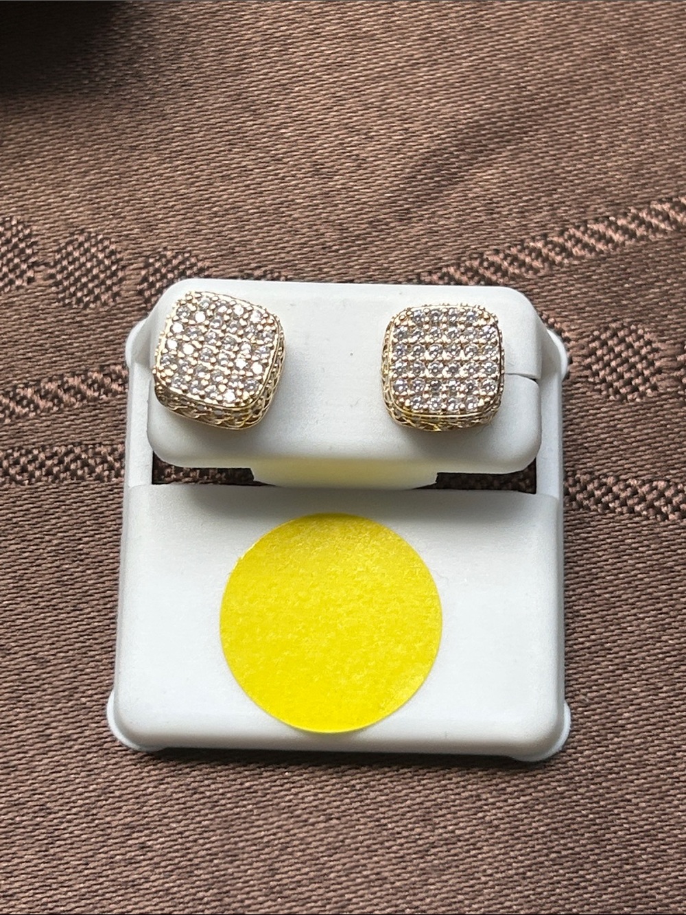 Gold Pavé Square sterling silver Crystal Stud Earrings - Women Jewelry